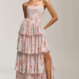 Anthropologie BHLDN Floral Tiered Maxi Dress